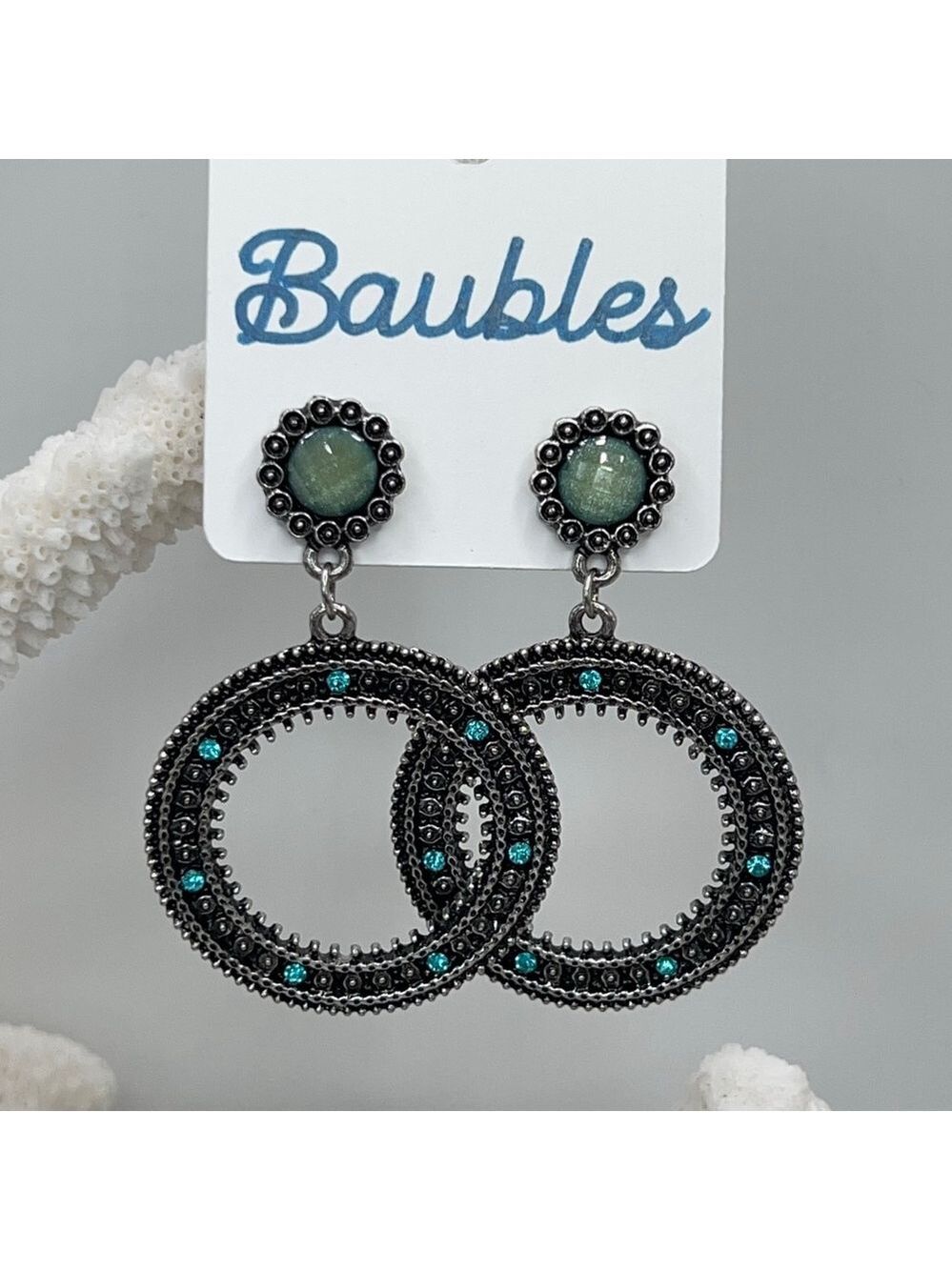 Baubles Silver Green Dangle Earrings